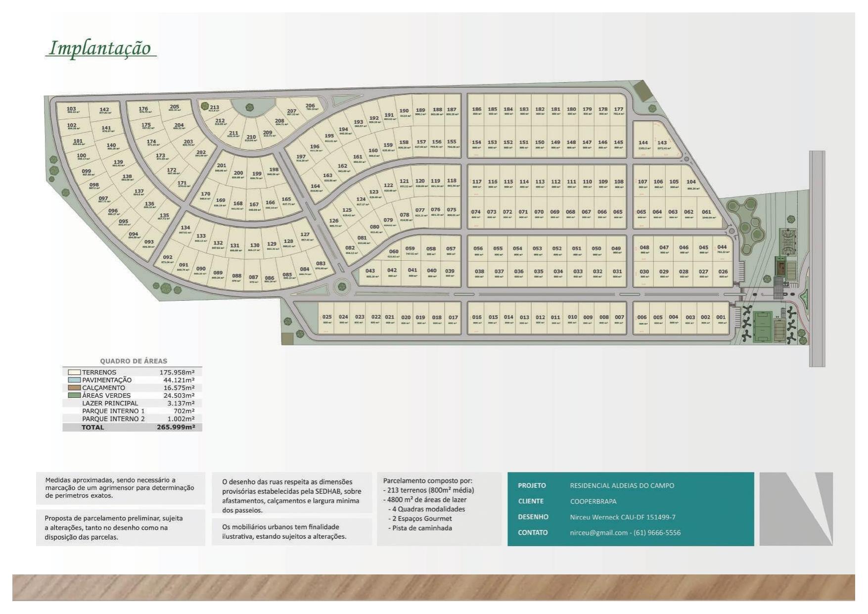 Planta de implantação do Residencial Aldeias do Campo