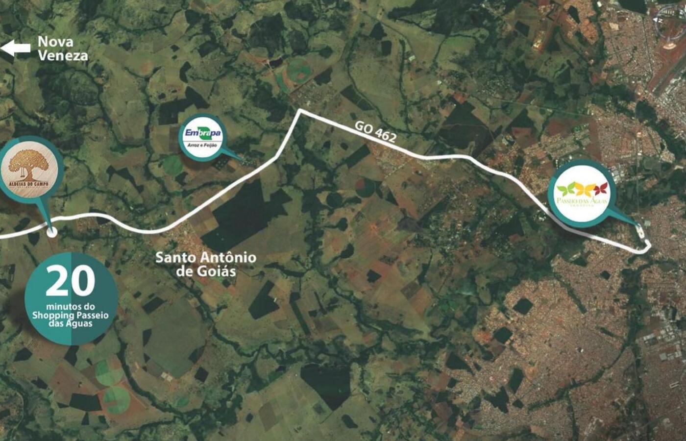 Mapa de localização – Aldeias do Campo próximo a Santo Antônio de Goiás e GO-462